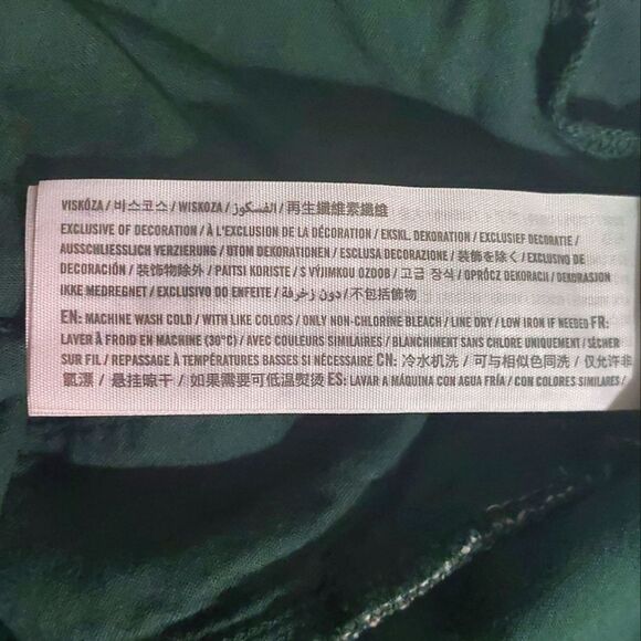 Abercrombie & Fitch Women's Trapeze Linen Viscose Floral Mini Dress Green PM EUC - Picture 10 of 11